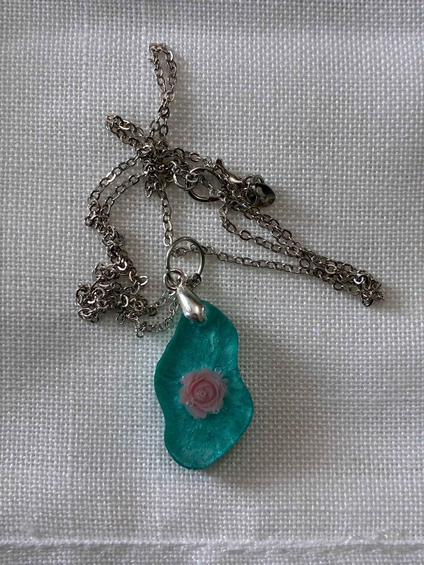 Pink rose necklace