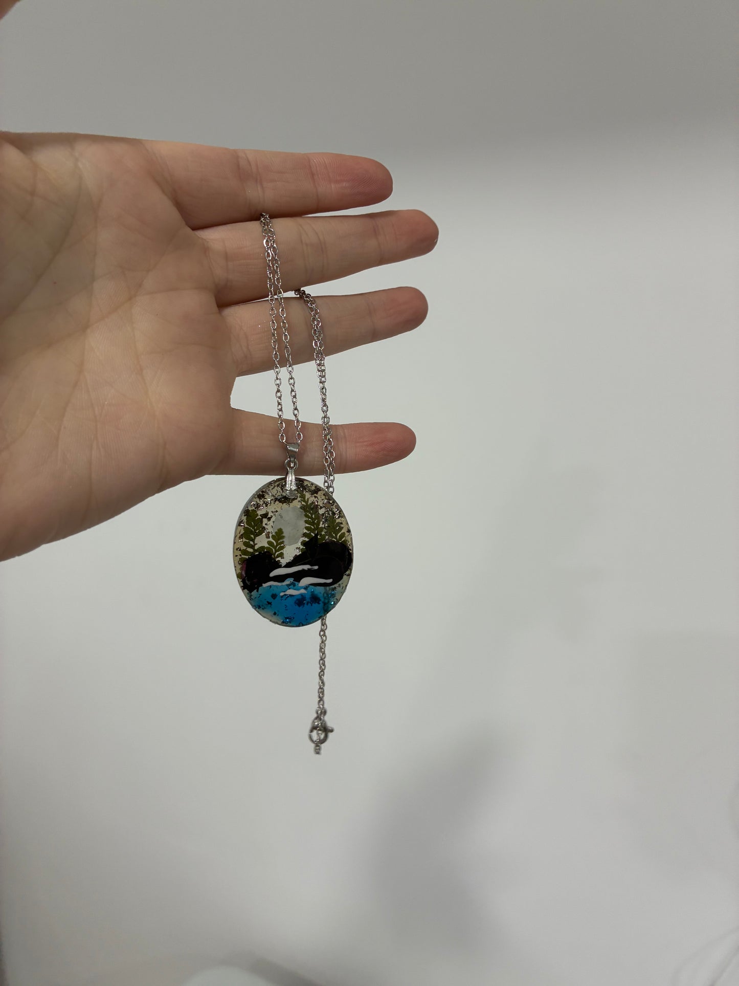 Moon on water landscape necklace