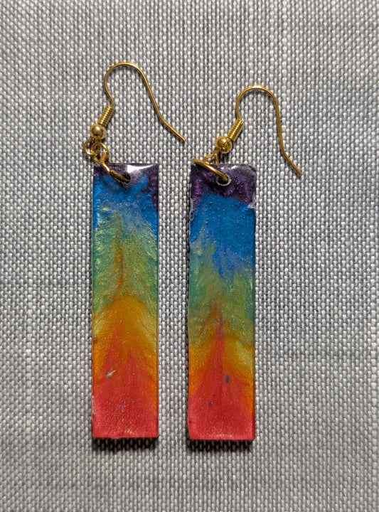 Beautiful Rainbow Resin Earrings