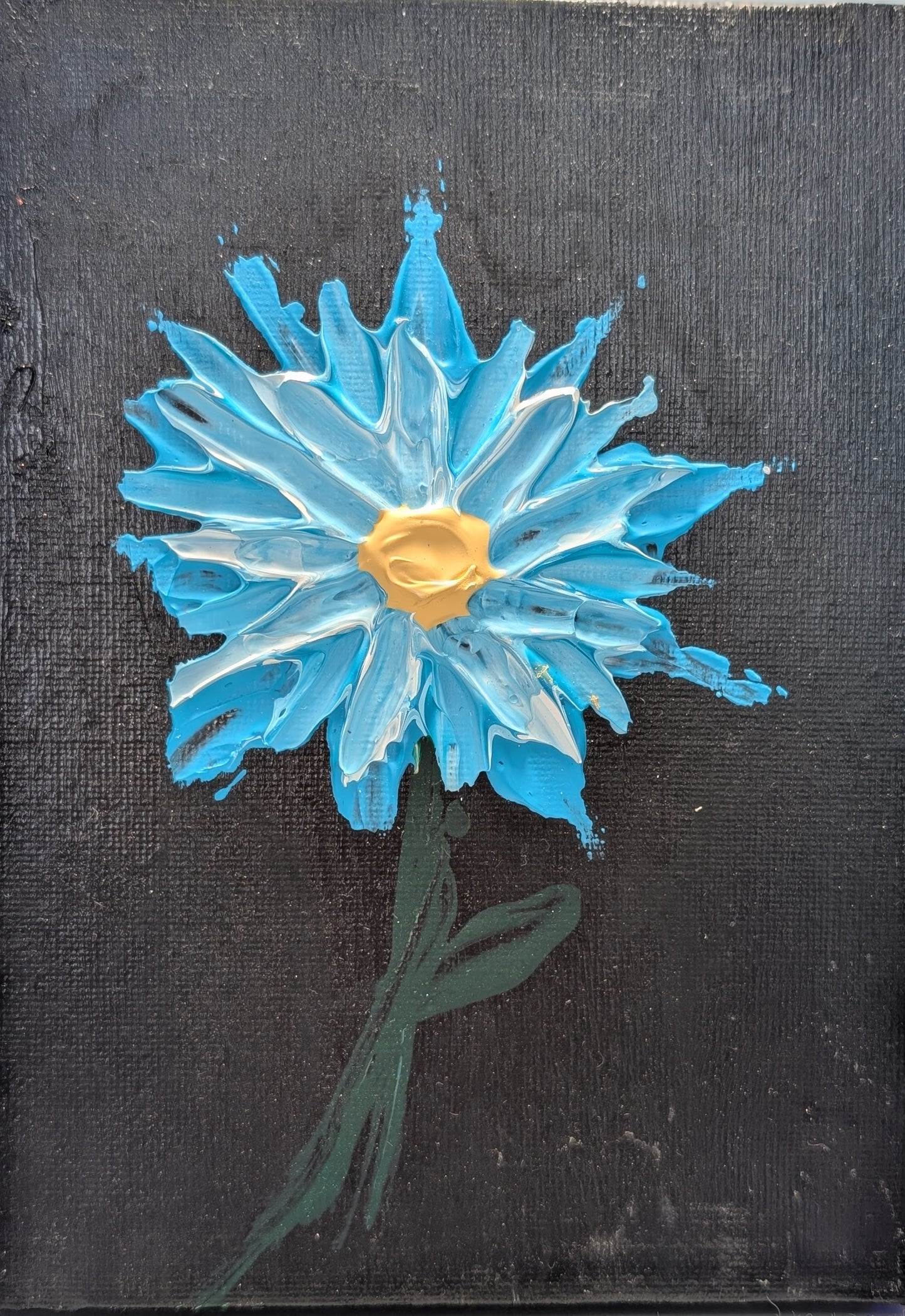 Blue Flower on Black Background