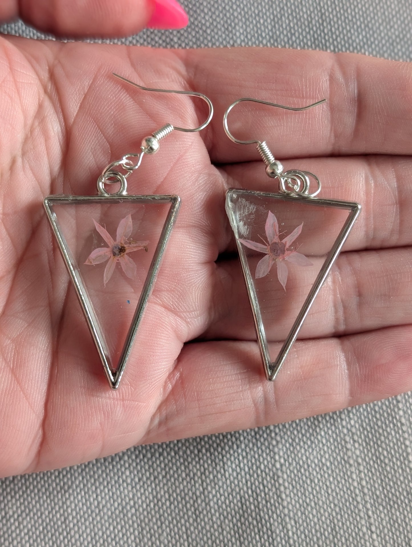 Small Pink Flower Earrings