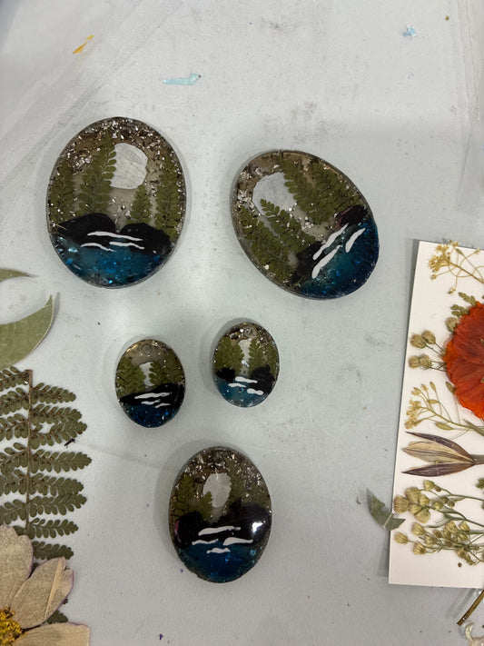 Moon on water landscape necklace