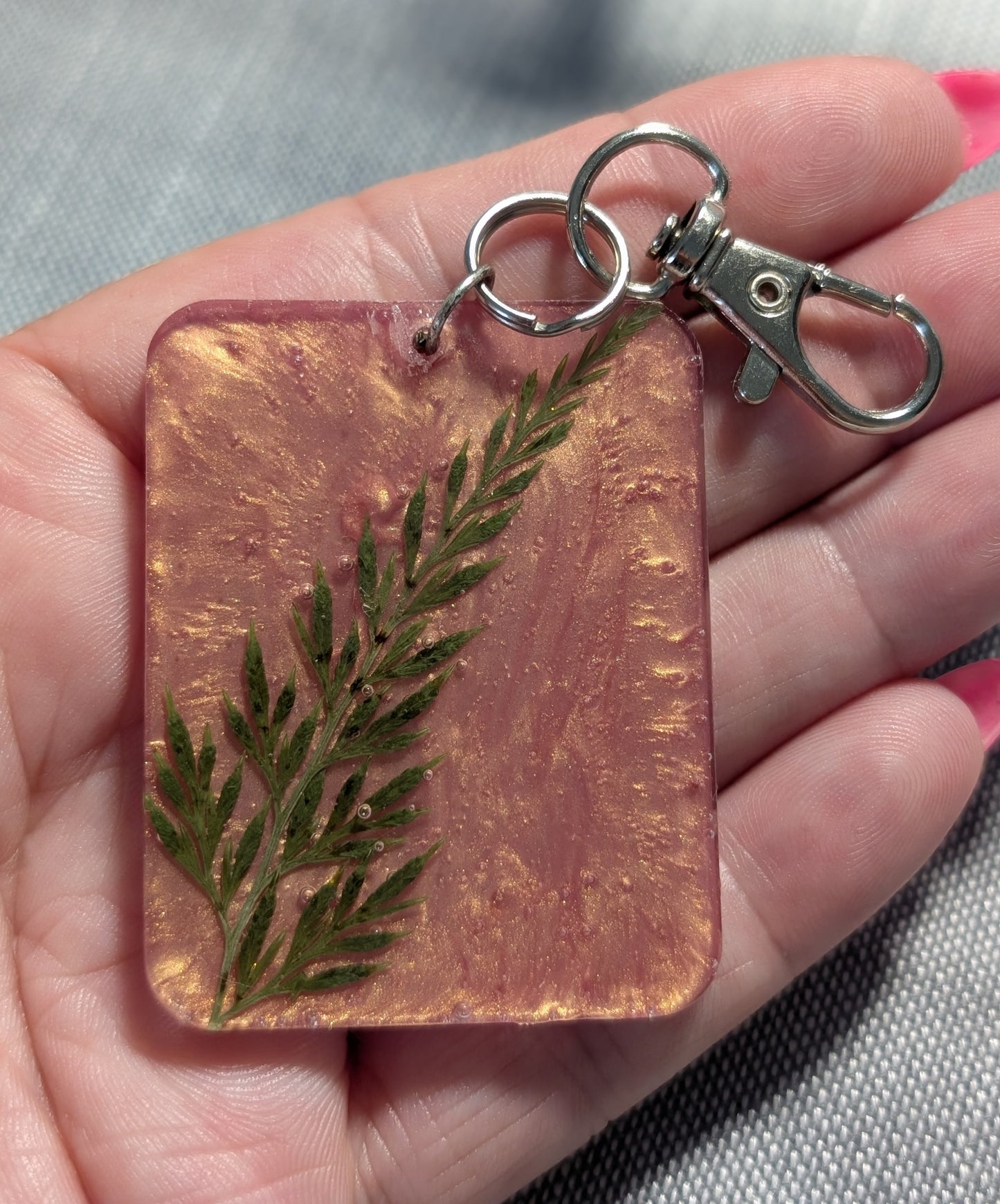 Green Leaf on Rose Gold