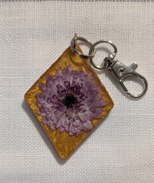 Pink Wildflower set in Gold