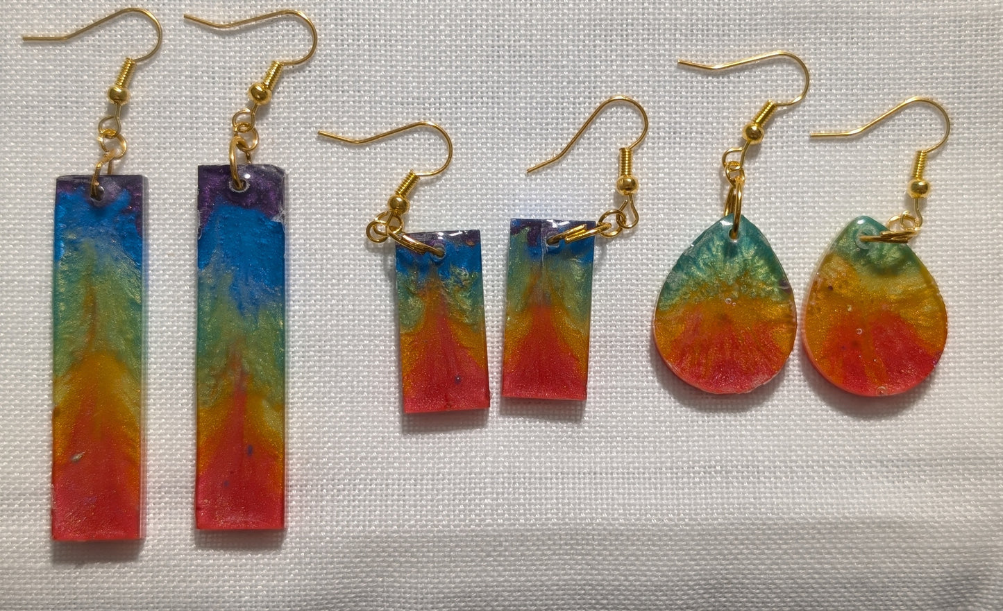 Beautiful Rainbow Resin Earrings