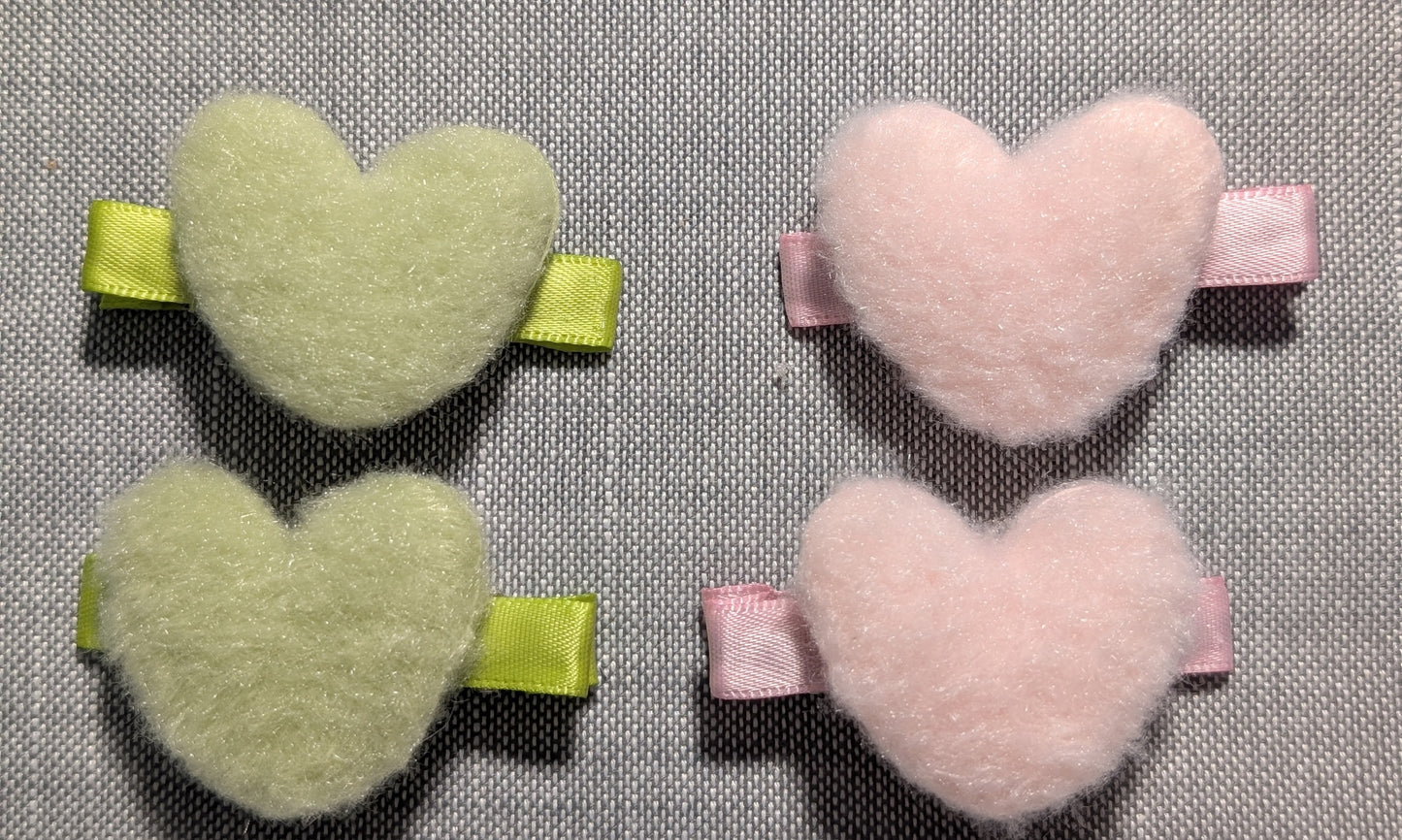 Fuzzy and Soft Heart Hairclips