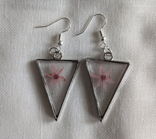 Small Pink Flower Earrings